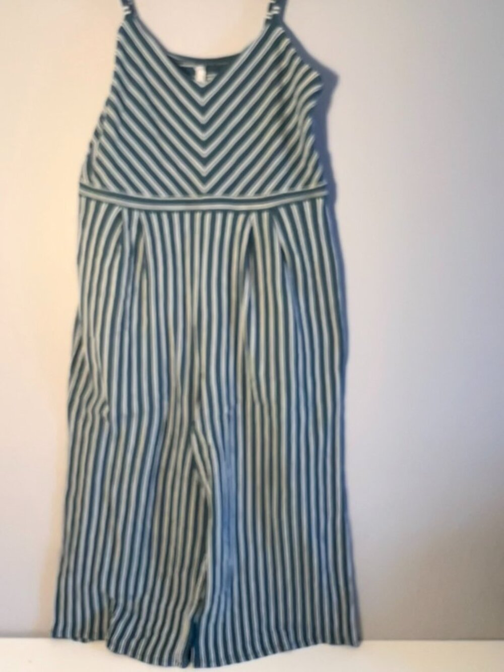 Like New - Size XL Xhilaration Striped Jumpsuit Green Teal Striped Boho